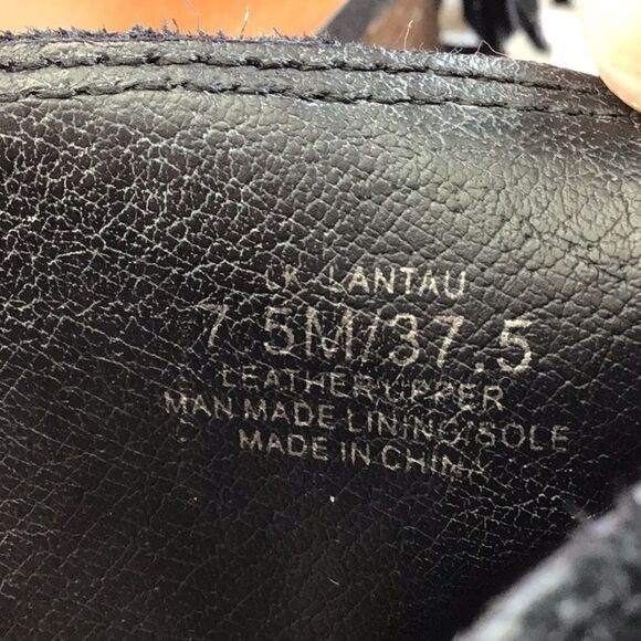 Lucky Brand LANTAU Black Fringe Suede Boho Chic Block Heel Ankle Bootie Sandals - Picture 14 of 15